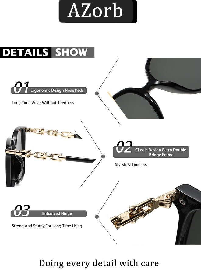 AZorb Sunglasses Women Men Chain Frame Fasion Design Sun Glassess Ladies Mens Square Ladies Men's Sunglass Aesthetic Eyewear UV400 Protection Shades for Outdoor Daily  - Image 3