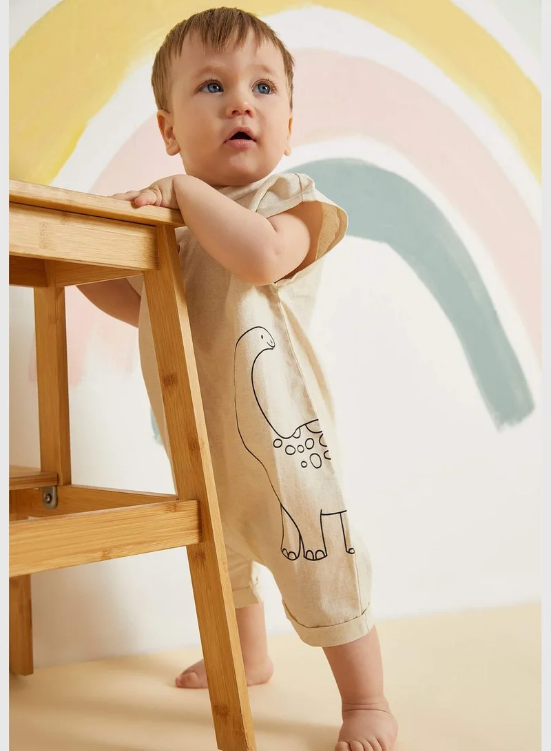 DeFacto Regular Fit Short Sleeve Printed Dungarees