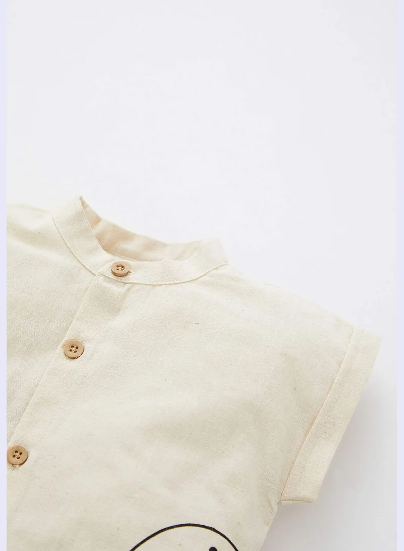 DeFacto Regular Fit Short Sleeve Printed Dungarees