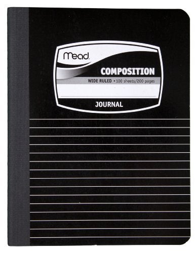 Mead Composition Notebook, Wide Ruled Paper, 9-3/4" x 7-1/2", 100 Sheets per Comp Book, Black/White (09920) - Image 1