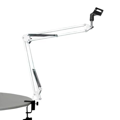 Kadence Microphone Suspension Boom Scissor Arm Stand (White) - Image 2