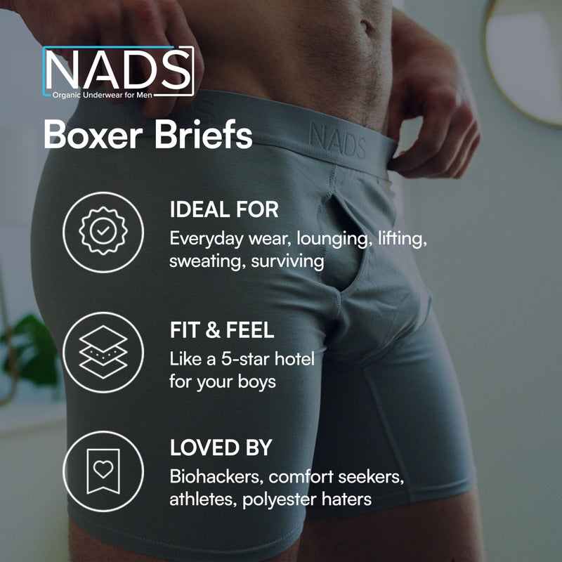 Nad's NADS Organic Cotton Boxer Briefs â€“ Soft & Breathable Men's Underwear with Tagless, No-Roll Waistband â€“ No Harsh Chemicals, Hormone-Safe & Non-Toxic Materials to Protect Your Package â€“ Black 3pk, Large - Image 4
