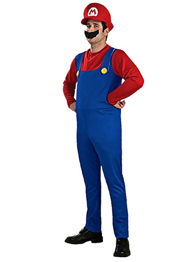 Super Brothers Cosplay Kids Costume Mario Cosplay Jumpsuit Plumber Costume with Hat Mustache Role Playing costumes (Adult Version - Red) - Image 3