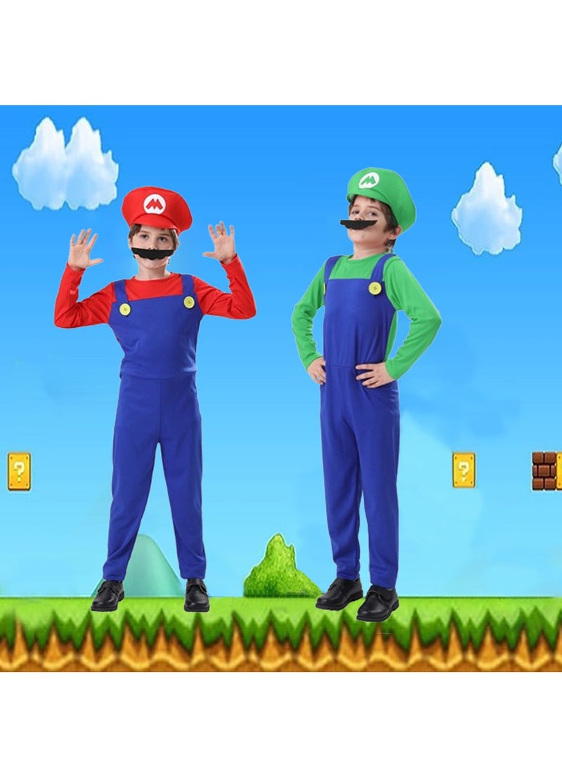 Super Brothers Cosplay Kids Costume Mario Cosplay Jumpsuit Plumber Costume with Hat Mustache Role Playing costumes (Adult Version - Red) - Image 4