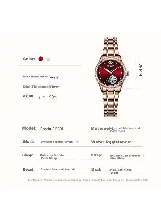 Rosdn Armani Series Birthday 3.8 Festival Gift Women's Mechanical Watch Top Ten Brand Luxury Ladies - Image 4