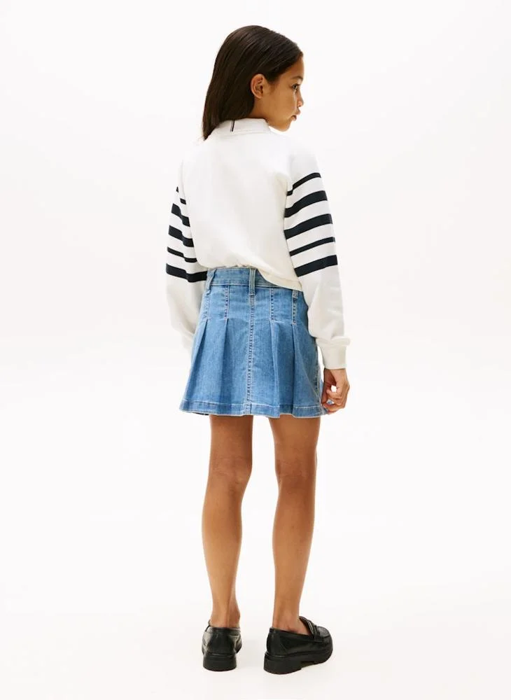 تومي هيلفيغر Kids Denim Pleated Skirt