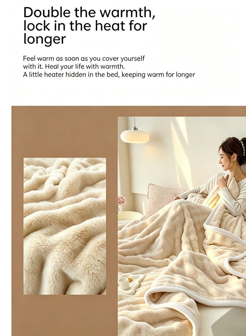 SUCITY 200*150cm Velvet Bubble Blanket Plush Fuzzy Fleece Throw Blanket Extra Large, Super Soft, Fluffy and Warm Blankets for Couch Bed for All Seasons Throw Blanket for Couch Bed（Khaki） - Image 4
