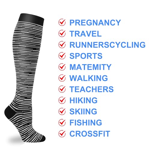 Double Couple 6 Pairs Compression Socks for Men Women 20-30mmhg Wide Calf Compression Sock for Sports Circulation - Image 3
