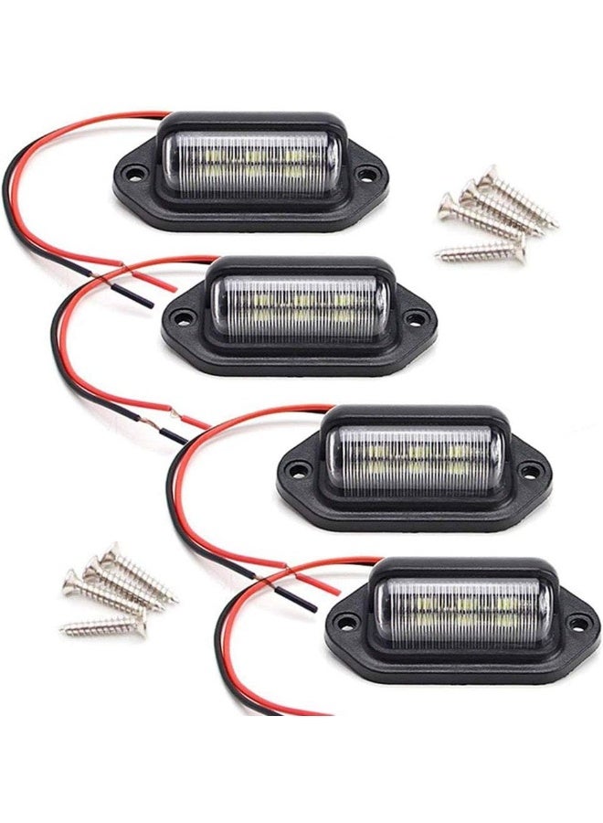 JEDEW License Plate Light (4 Pack), 12V 6-SMD LED License Plate Lamp Taillight for Truck SUV Trailer Van, Step Courtesy Lights, Dome/Cargo Lights - Image 1