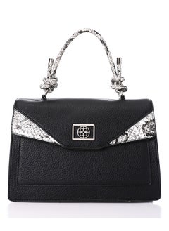 Leather & Reptile Pattern Detail Crossbody Bag