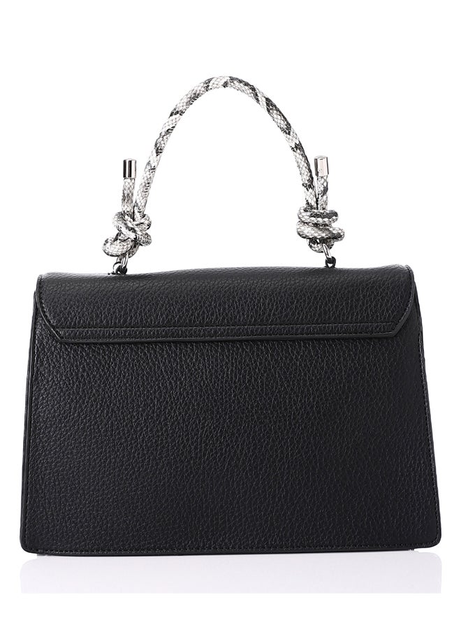 DejaVu - Leather & Reptile Pattern Detail Crossbody Bag - Image 1