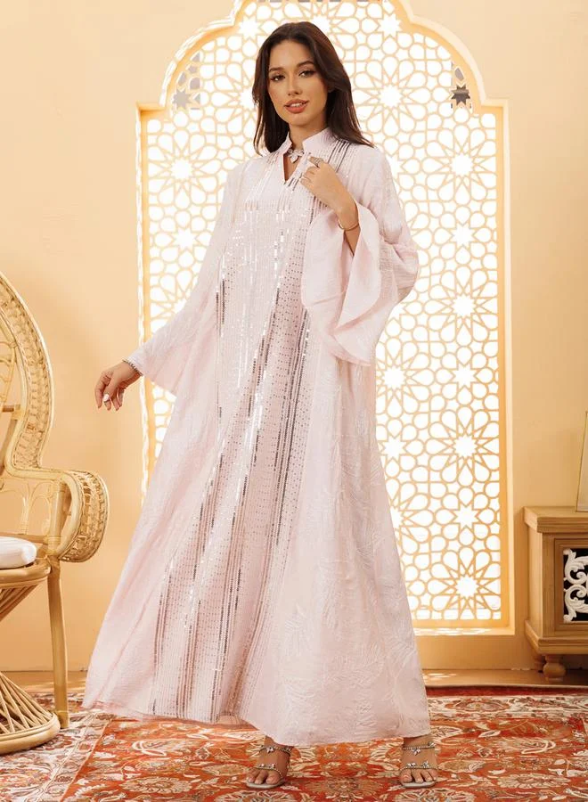 Take Two Women Pink Sequin Embellished Maxi Jalabiya