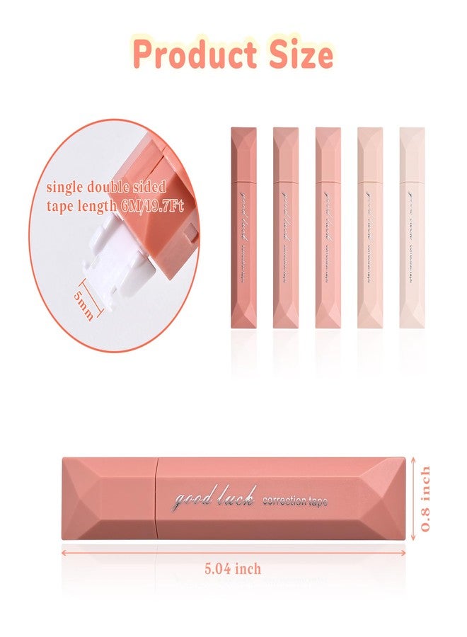 Temiary 5 Pcs White Out Tapes for Instant Correction, Aesthetic Correction Tape Pens, Easy to Use, Pen Shaped Applicator for Students School Office Supplies (Pink) - Image 2