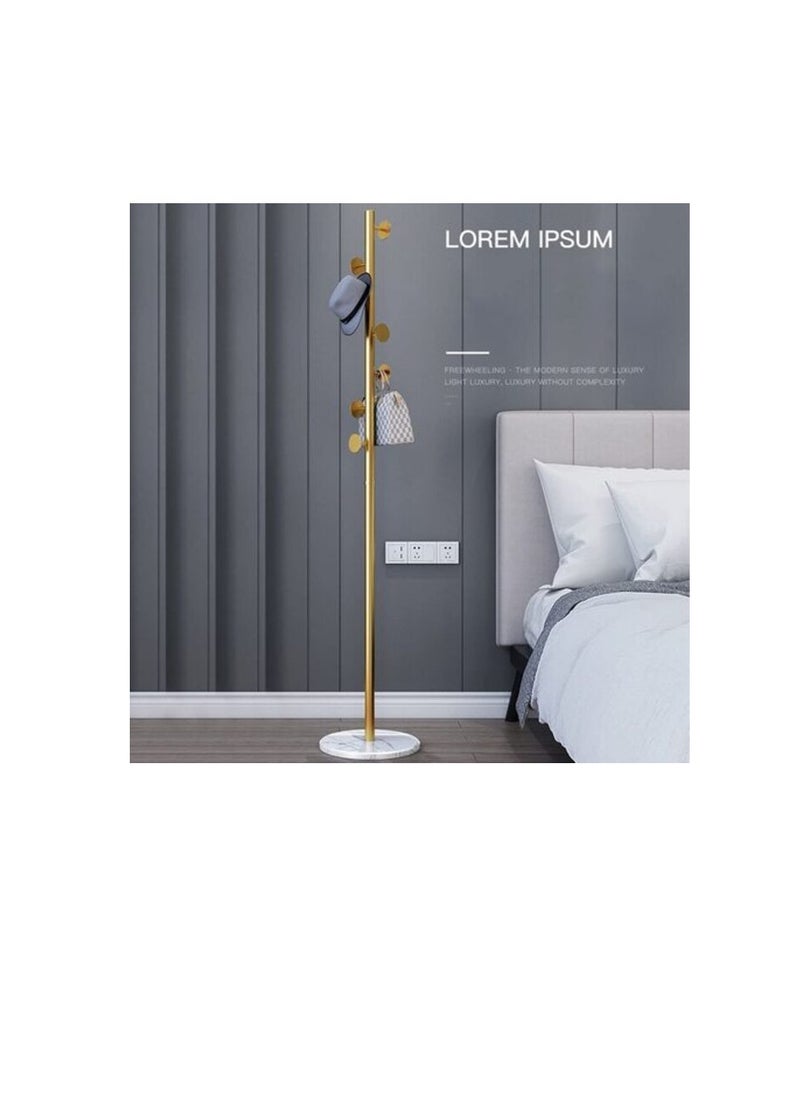 UAEJJ - Uaejj Standing Coat Rack, Multifunction Metal Clothes Rack Hat Hanger, Metal Rack Hanger Hook Stand, Round, White/Gold - Image 1