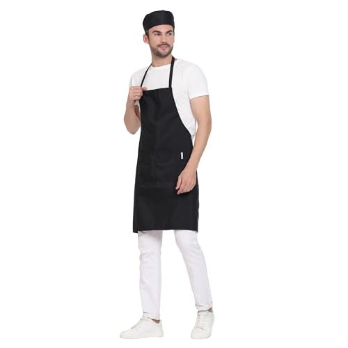 uniformer Apron for Men and Women | Durable & Stylish for Kitchen, Restaurant, Cafes | Ideal for Chefs, Bakers & Home Cooks | Easy to Clean | Unisex Design (Black_Pack of 1) - Image 2
