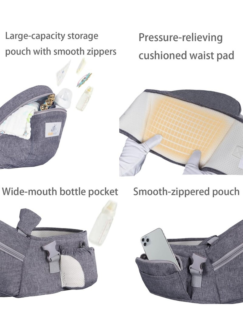 Baby Hip Seat Carrier Baby Waist Stool for Child Infant Toddler with Adjustable Strap Buckle Pocket Soft Inner Huge Storage (Dark Blue) - Image 5