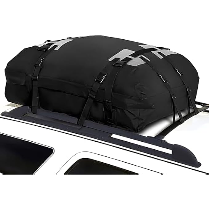 rayihni Car Rooftop Cargo Bag Car Roof Top Carrier Waterproof Heavy Duty 15 Cubic Feet Luggage Box with Reinforced Straps for Travel Touring Road Trips SUV Truck Van Vehicle With/Without Racks - Image 1