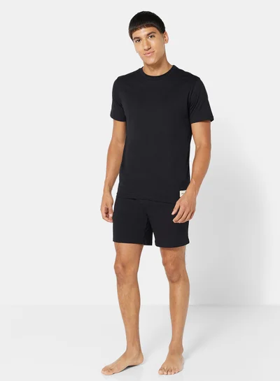 JACK & JONES Basic Logo T-Shirt & Pyjama Shorts Set