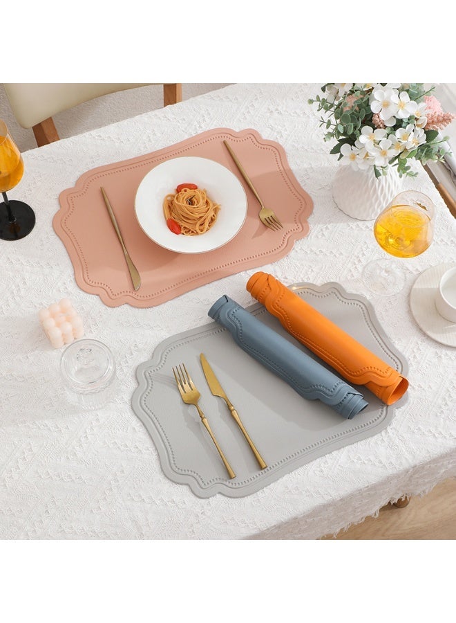 هومستر الجلد غسل أماكن ,سميكة الجلد الزائفة مقاومة للحرارة شكل مستطيل طاولة حصيرة,مقاومة للماء غير الانزلاق سهلة التنظيف مكان حصيرة للمطبخ قهوة غرفة الطعام طاولة 45 * 30 - Image 1