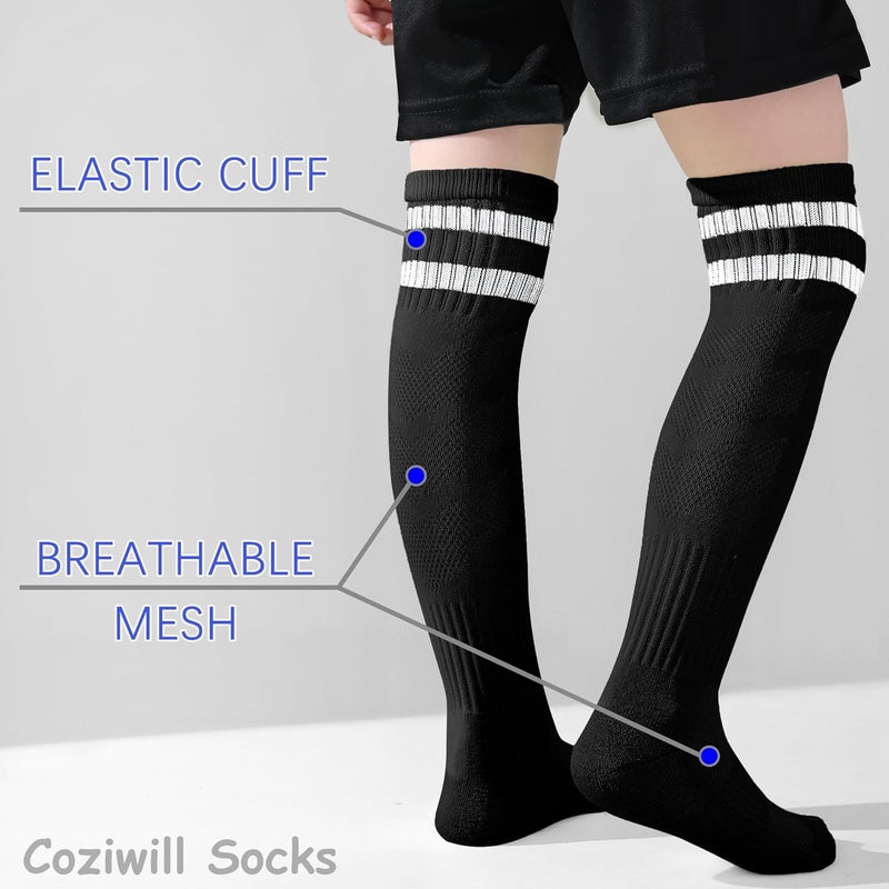 5-14 years old children and adolescents striped knee sports socks 6 pairs Black - Image 3