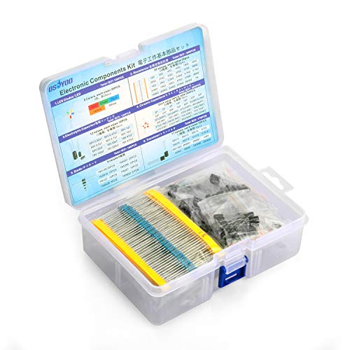 OSOYOO Electronic Component Assortment Kit(Total 1390 PCS) - Resistors, Electrolytic Capacitors, LEDs, Ceramic Capacitors, Diodes, Transistor for Arduino Raspberry Pi Mega2560 - Image 1
