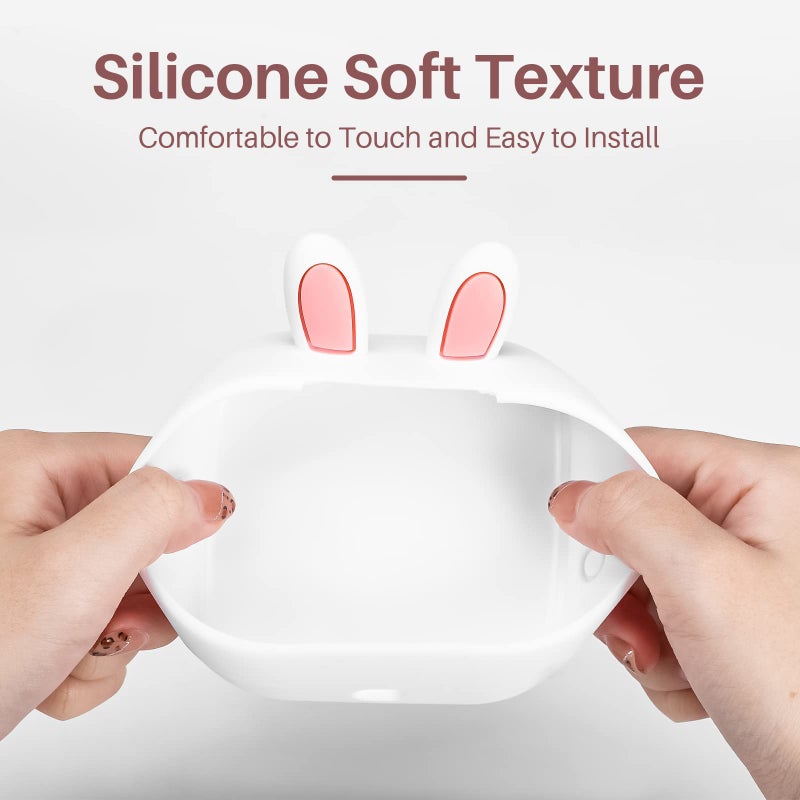 Memoking T02 Protective Case-Bunny Ears Shape Soft Silicone BPA-Free Cute Design Printer Cover, Compatible with T02 Mini Bluetooth Wireless Portable Mobile Pocket Printer, White - Image 3