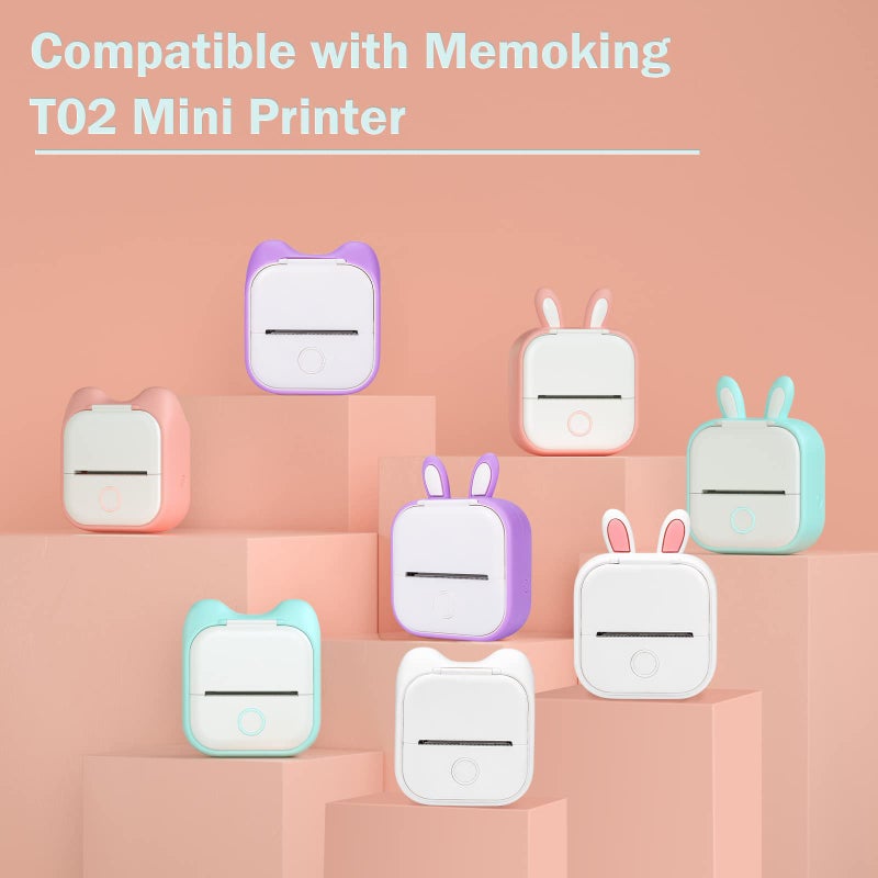 Memoking T02 Protective Case-Bunny Ears Shape Soft Silicone BPA-Free Cute Design Printer Cover, Compatible with T02 Mini Bluetooth Wireless Portable Mobile Pocket Printer, White - Image 2