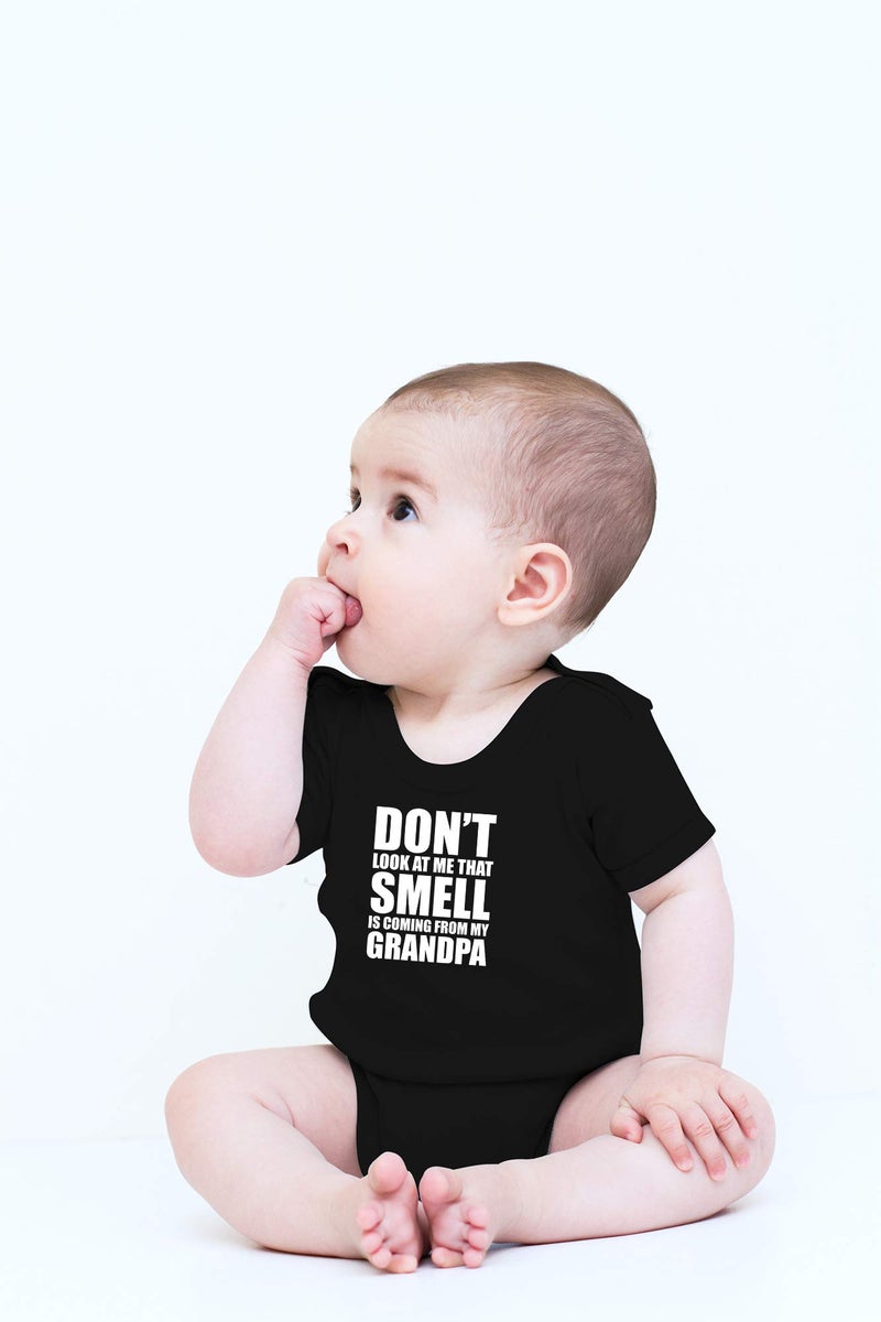 CBTwear Don't Look At Me, That Smell Is Coming From My Grandpa Baby Bodysuit - Newborn Unisex Clothes (6 Months, Black) - Image 2