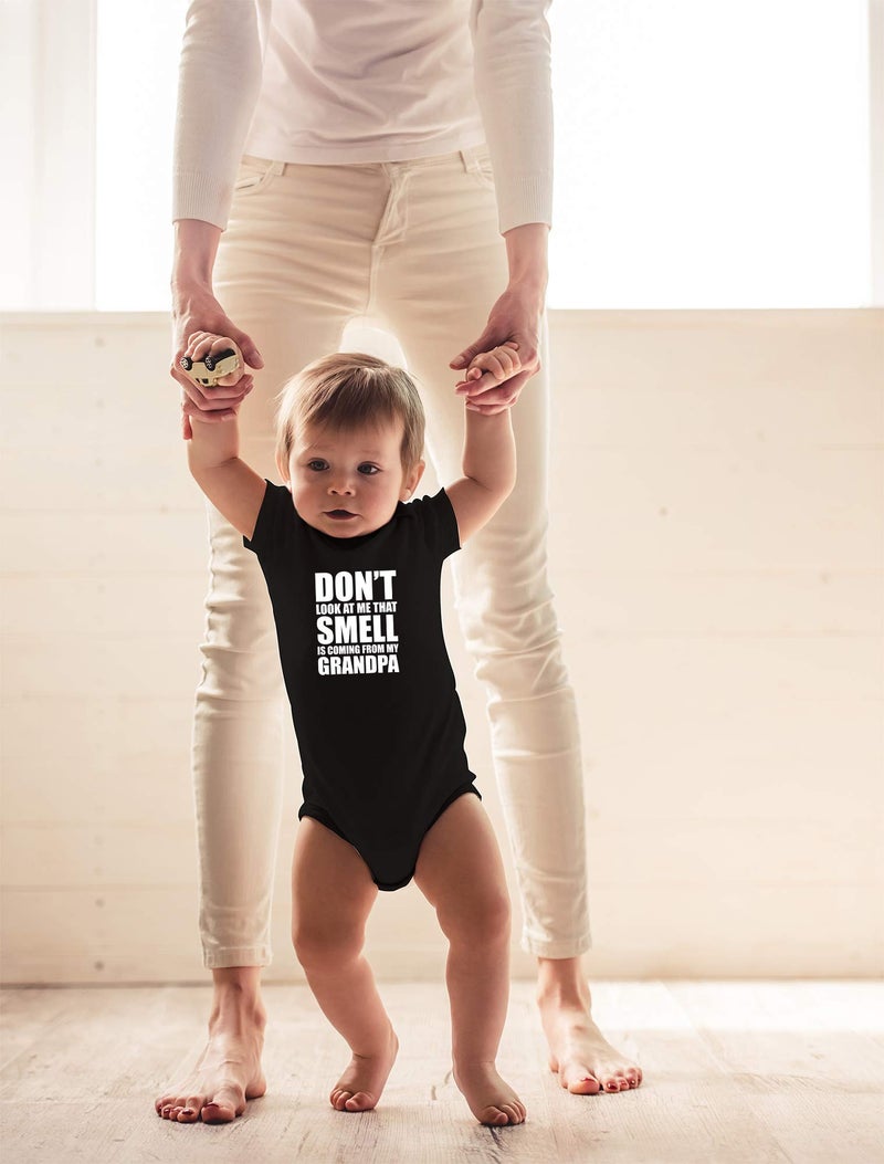 CBTwear Don't Look At Me, That Smell Is Coming From My Grandpa Baby Bodysuit - Newborn Unisex Clothes (6 Months, Black) - Image 3