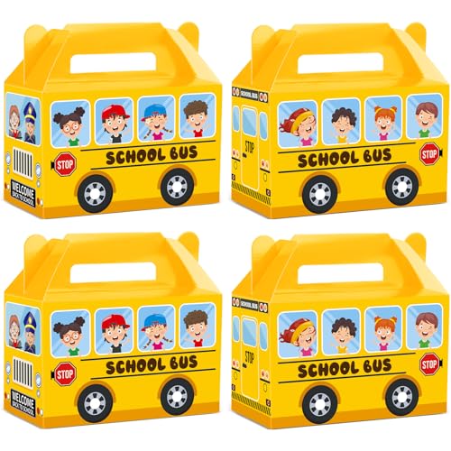 ojustbeok 12Pcs School Bus Party Treat Boxes Bus Gift Box Party favor Yellow Goodie Gift Boxes for Kids Classroom Decorations Welcome Back to School Birthday Baby Shower Supplies - Image 1