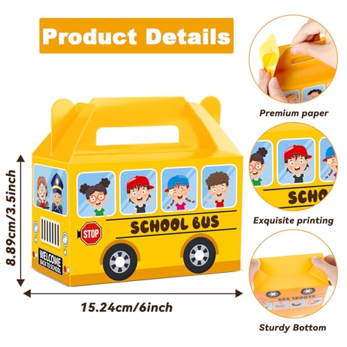 ojustbeok 12Pcs School Bus Party Treat Boxes Bus Gift Box Party favor Yellow Goodie Gift Boxes for Kids Classroom Decorations Welcome Back to School Birthday Baby Shower Supplies - Image 3