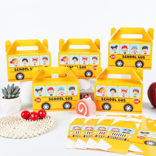 ojustbeok 12Pcs School Bus Party Treat Boxes Bus Gift Box Party favor Yellow Goodie Gift Boxes for Kids Classroom Decorations Welcome Back to School Birthday Baby Shower Supplies - Image 5