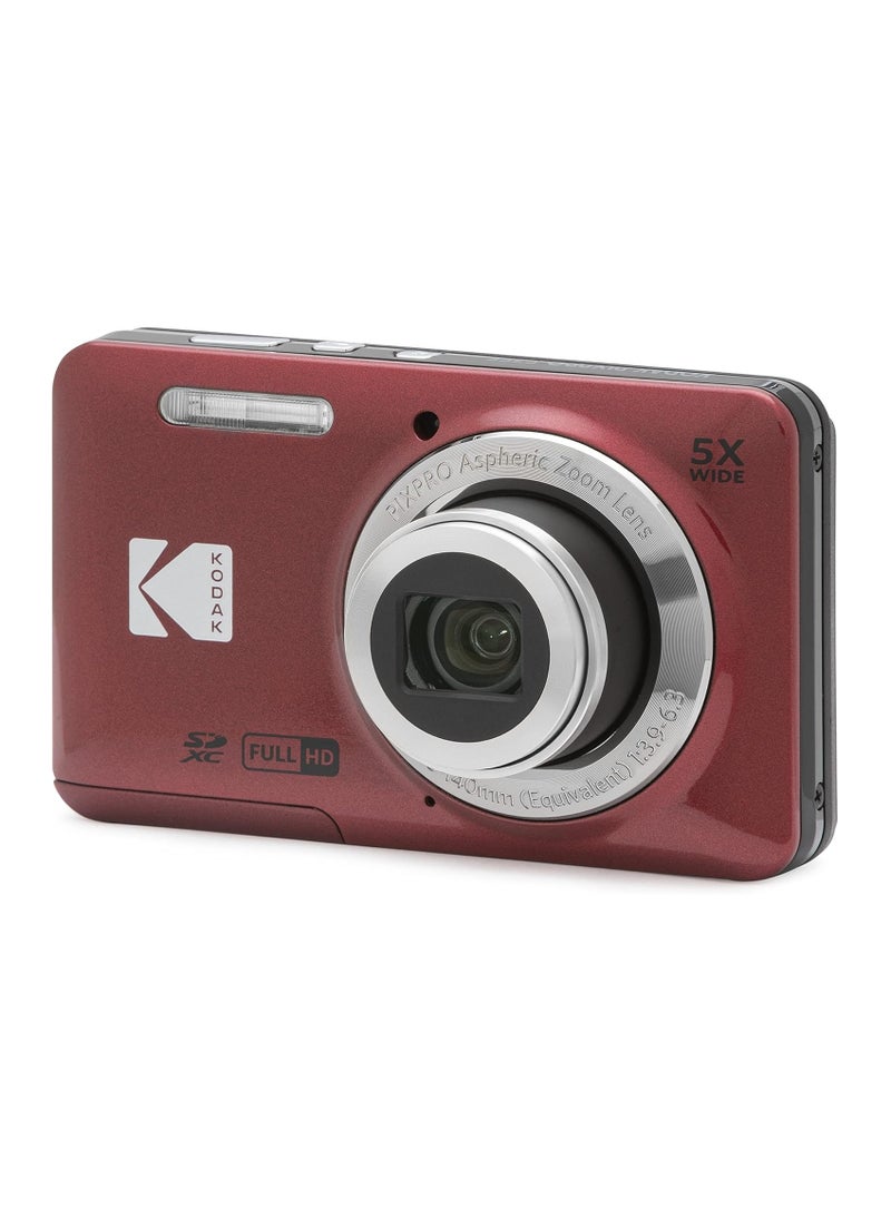 Kodak Co - PIXPRO FZ55-RD 16MP Digital Camera 5X Optical Zoom 28mm Wide Angle 1080P Full HD Video 2.7" LCD Vlogging Camera (Red) - Image 1