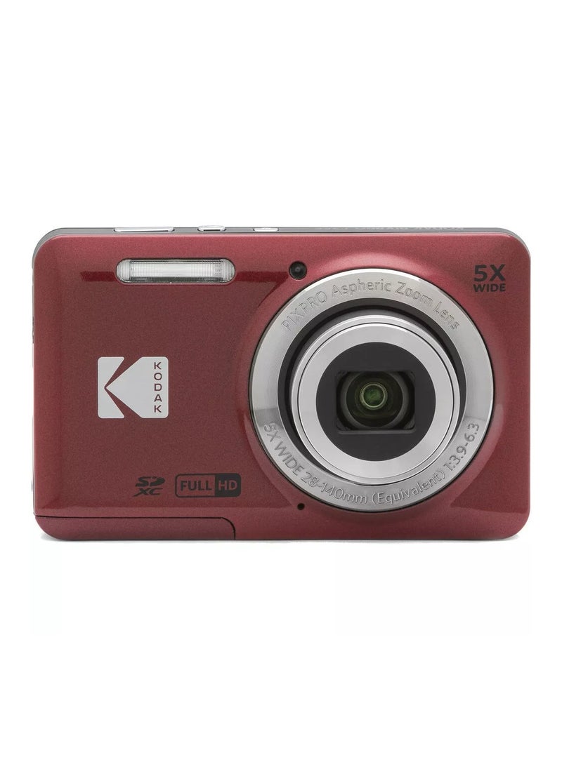 Kodak Co - PIXPRO FZ55-RD 16MP Digital Camera 5X Optical Zoom 28mm Wide Angle 1080P Full HD Video 2.7" LCD Vlogging Camera (Red) - Image 1