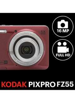 Kodak Co PIXPRO FZ55-RD 16MP Digital Camera 5X Optical Zoom 28mm Wide Angle 1080P Full HD Video 2.7" LCD Vlogging Camera (Red)  - Image 3