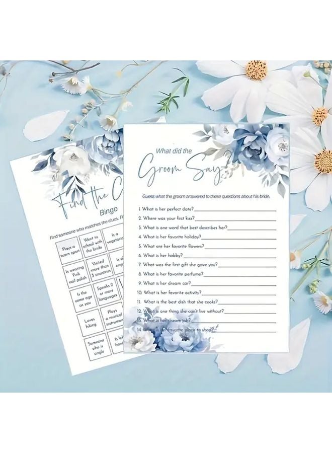 120Pcs Blue Floral Bridal Shower Games Wedding Party Activities For Guests Bingo - Image 5