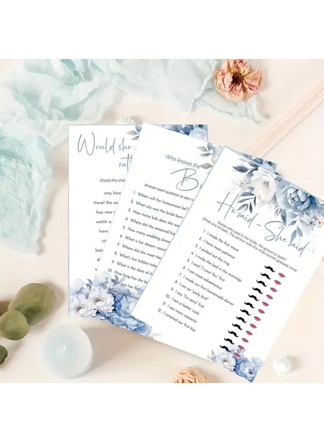120Pcs Blue Floral Bridal Shower Games Wedding Party Activities For Guests Bingo - Image 3