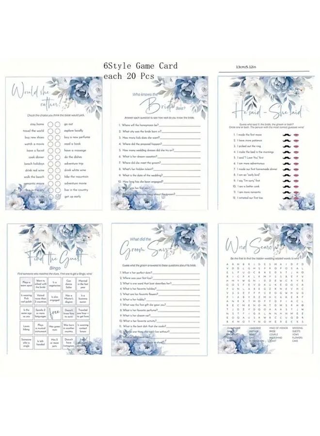 120Pcs Blue Floral Bridal Shower Games Wedding Party Activities For Guests Bingo - Image 4