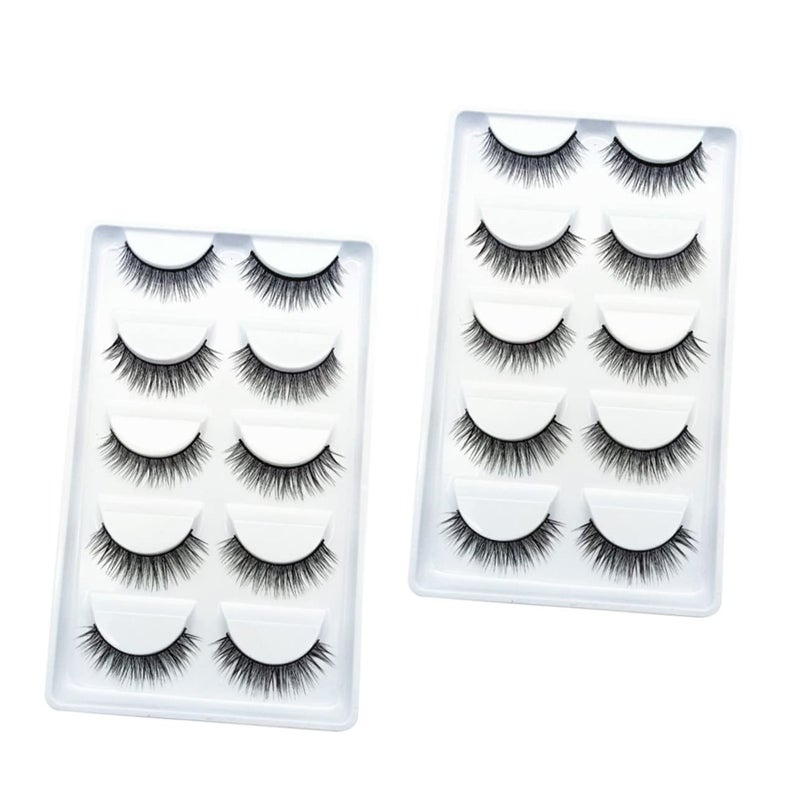 OUNONA 10 Pairs Natural Realistic False Eyelashes Soft Makeup Accessory for Easy to Wear Cosmetic Lashes Pack Enhancing Eye Beauty for Daily and Professional Use - Image 1