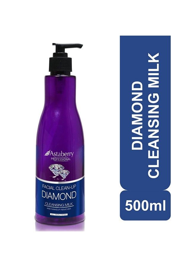 Astaberry Professional Facial Cleanup Diamond Cleansing Milk 500Ml Makeup Remover & Deep Cleanse; Fights With Pollutants; Smooth And Hydrated Skin; Goodness Of Vitamin E - Image 3