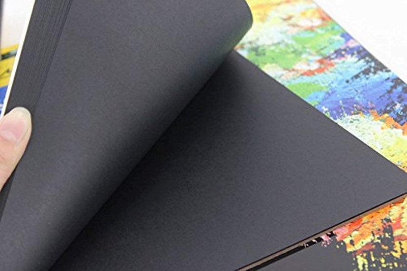 SCHUBERT 1book A5 Size 20 Pages 140 GSM Black Paper Drawing Pad Sketching Book with Hardback for Artists & 12pc Colorful Neon Glitter Gel Ink Pen Set - Image 4