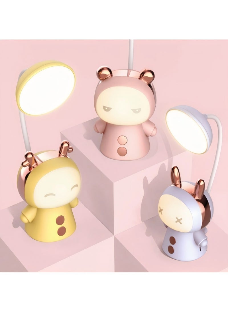 بيوينتي مصباح مكتبي صغير على شكل رسوم متحركة قابل للطي وشحن وحماية العين ومصباح مكتبي للأطفال والطلاب ومصباح ليلي بجانب السرير - Image 2