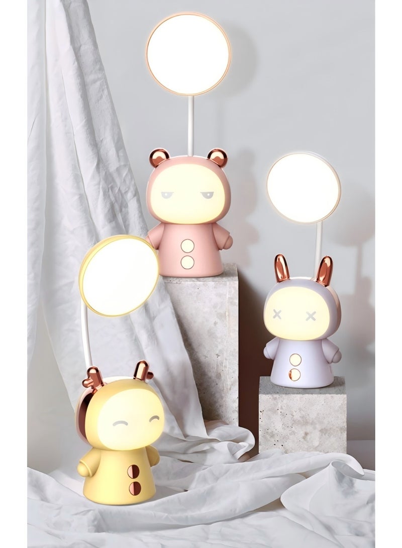 بيوينتي مصباح مكتبي صغير على شكل رسوم متحركة قابل للطي وشحن وحماية العين ومصباح مكتبي للأطفال والطلاب ومصباح ليلي بجانب السرير - Image 3