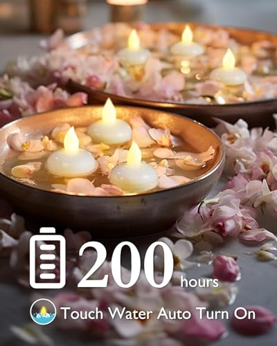 Homemory 12 Pack 200 Hours Flameless Floating Candles, Warm White Led Flickering Tealight Candles in Bulk, Decor for Wedding, Party, Centerpiece, Pool, Christmas - Image 2