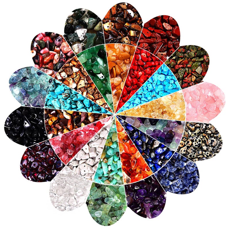 CEALXHENY 1400PCS Crystal Stone Beads for Jewelry Making Natural Chip Stone Beads 58mm Irregular Gemstones Multicolored Rock Loose Beads for Ring Earrings Necklace Bracelet Making DIY Art Crafts 1400PCS