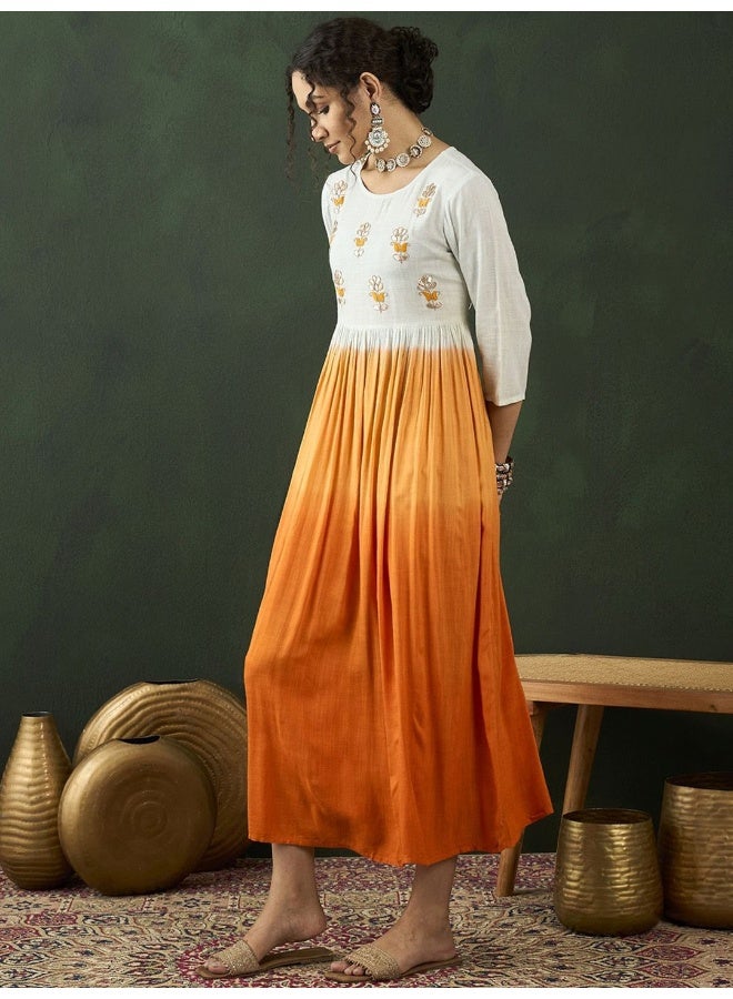 AKS Tie and Dyed Embroidered Maxi Dress  - Image 3