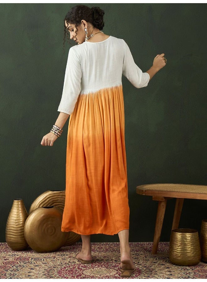 AKS Tie and Dyed Embroidered Maxi Dress  - Image 5