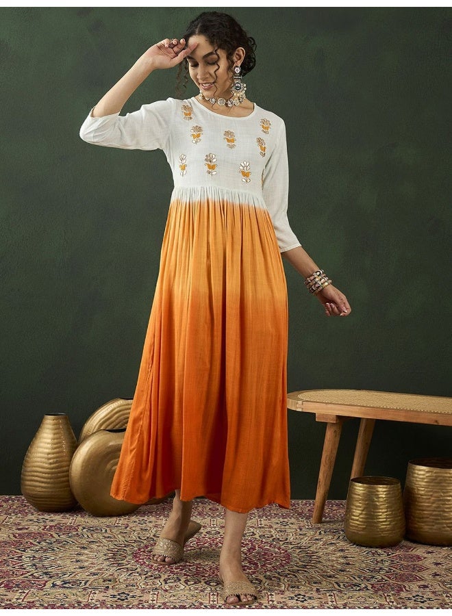AKS Tie and Dyed Embroidered Maxi Dress  - Image 1