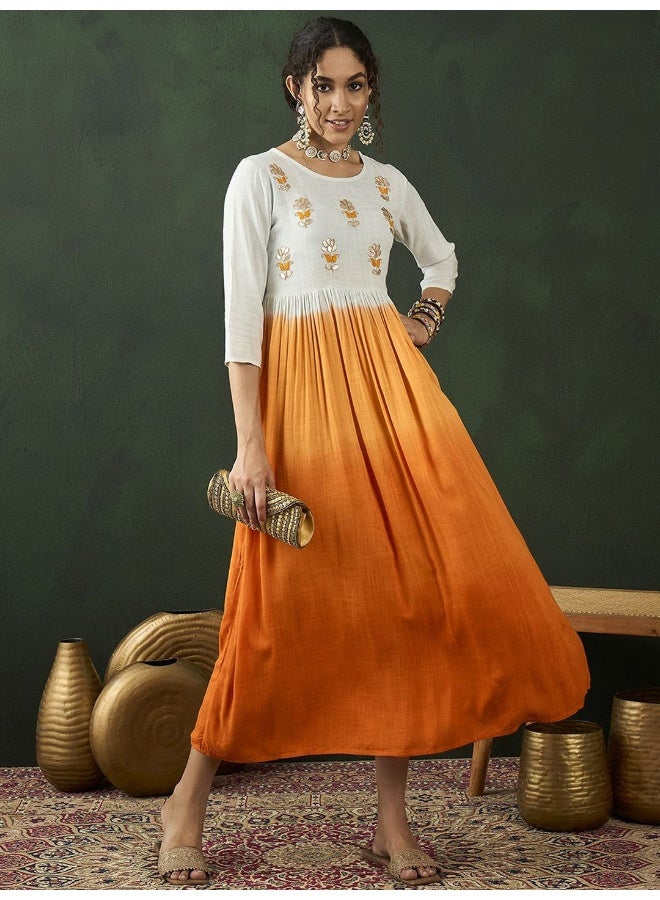 AKS Tie and Dyed Embroidered Maxi Dress  - Image 4