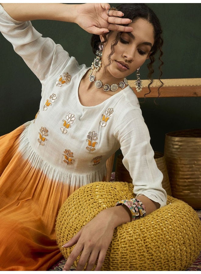AKS Tie and Dyed Embroidered Maxi Dress  - Image 2
